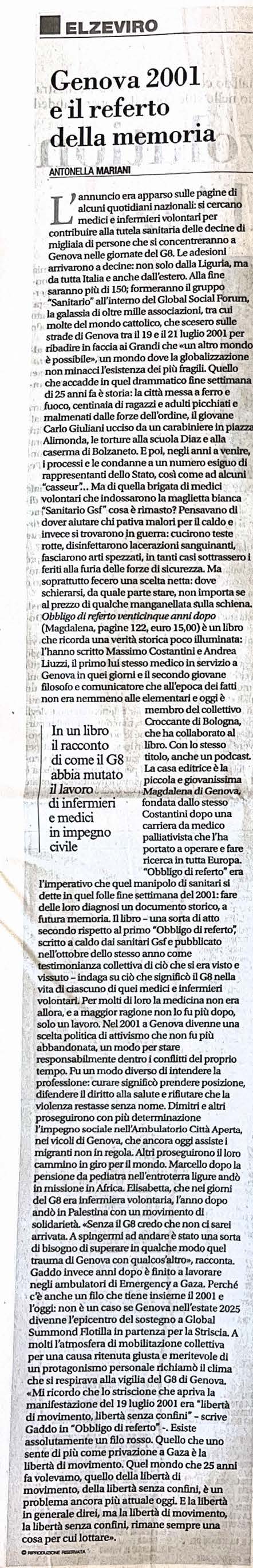 Recensione di Obbligo di referto 25 anni dopo